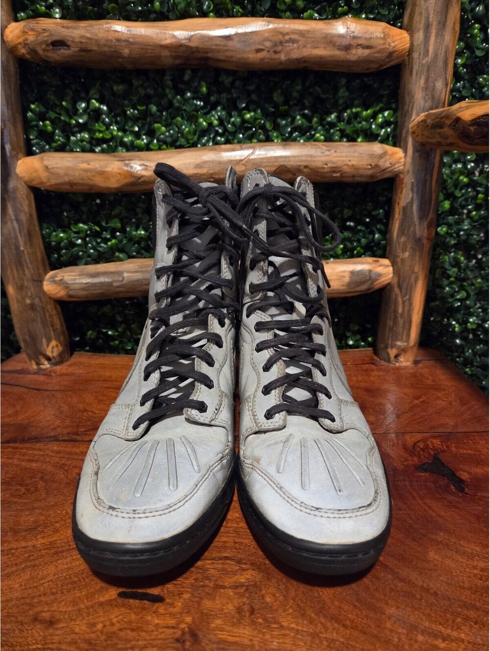 Nike High Top Wedge Sneakers in Gray and Black size 8 - Picture 2 of 7